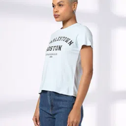 dnmx Women Typographic Print Regular Fit Round-Neck T-Shirt image 2