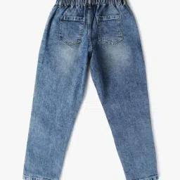 united colors of benetton Girls Acid-Wash Relaxed Fit Paperbag Jeans image 2