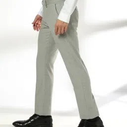 john players Men Checked Slim Fit Flat-Front Trousers image 2