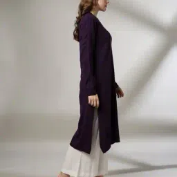 avaasa mix n' match Women Ribbed Straight Kurta with Insert Pocket image 2