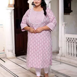 swasti Women Printed Straight Kurta with 3/4th Sleeves image 2