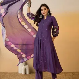 kvs fab Women Printed A-Line Kurta Suit Set image 2