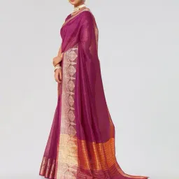 avanshee Banarasi Saree with Contrast Zari Border image 2