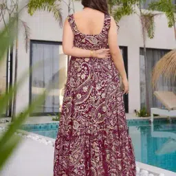 vishva creation Women Floral Print Tiered Dress image 2