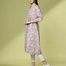 acai Women Floral Print V-Neck Flared kurta image 2