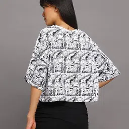 bewakoof Women All Over I Hate Mondays Printed Oversized Short Top image 2