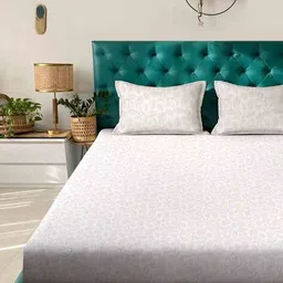 klotthe 400 TC Printed Double King-Size Bedsheet with Pillow Covers image 2