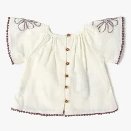 yousta Girls Floral Print Regular Fit Cotton Top image 2