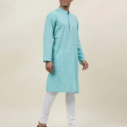 fabindia Striped Long Kurta with Band Collar image 3