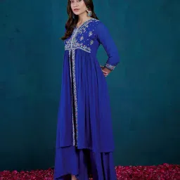 kvs fab Women Embroidered A-Line Kurta & Palazzos Set image 3