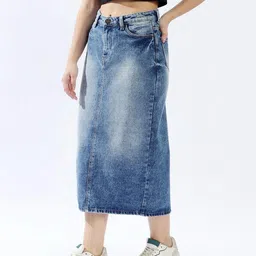 high star Women Midi Washed Pencil Skirt image 3