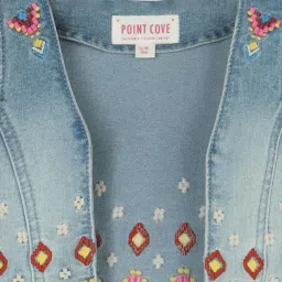 point cove Girls Embroidered Open-Front Jacket image 3