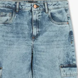 rio girls Girls Acid Wash Relaxed Fit Cargo Jeans image 3