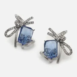 sohi Silver-Plated Stone-Studded Stud Earrings image 3