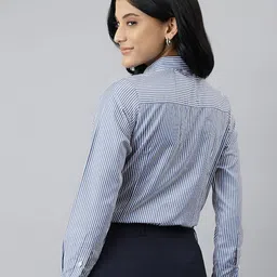 english navy Spread Collar Shirt with Full Sleeves image 3