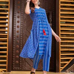 youthnic Women Micro Print A-Line Kurta Set image 3