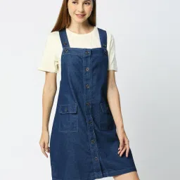 cefalu Women Regular Fit Dungaree with Flip Pockets image 3