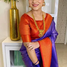 besucher Women Woven Saree with Contrast Border image 3