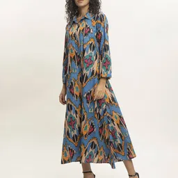 black & blah blah Women Ikat Print Shirt Dress image 3