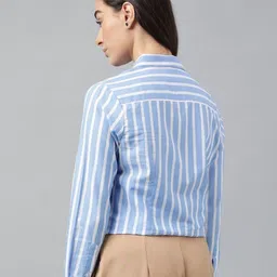 hancock Women Striped Shirt with Spread Collar image 3