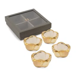pure home and living Set of 4 Glass Floral Tealight Holders image 3