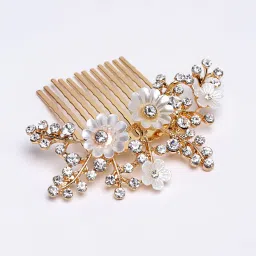 panash Stone-Studded Floral Shaped Comb Hair Pin image 3