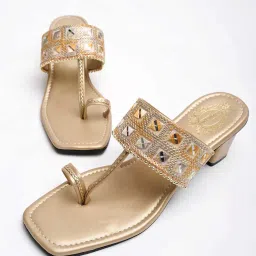 shoetopia Embellished Chunky Heeled Sandals image 3