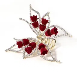 panash Women Gold-Plated Stone-Studded Claw Hair Clip image 3