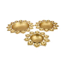 aapno rajasthan Set of 3 Gold-Plated Diya Urlis image 5