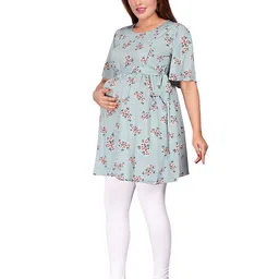 mamma's maternity Floral Print Tunic with Belt image 3