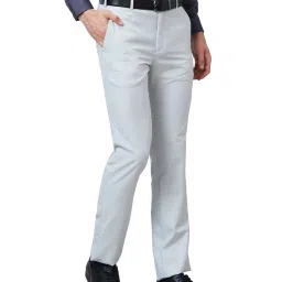 raymond Men Slim Fit Flat-Front Trousers image 3