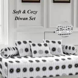 arrabi Set of 6 350 TC Floral Print Bedsheet with Bolsters & Cushion Covers image 3