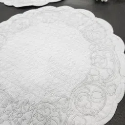 design gaatha home living Set of 2 Embroidered Cotton Round Table Mats image 3