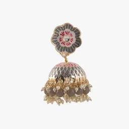 matchitt Gold Plated Meenakari Jhumki Earrings -JW-10101058GY image 3
