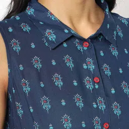 fusion Printed Flared Dress with Tassel Tie-Up image 3