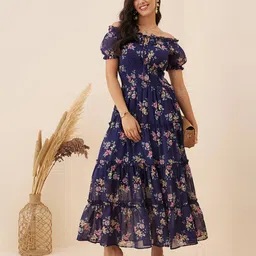 rare Floral Print Tiered Dress image 3