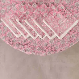 handicraft-palace Floral Print 6-Seater Table Cover with Napkins image 3