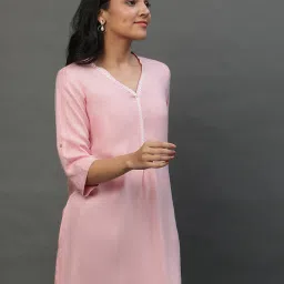 aurelia Women Embroidered V-Neck Straight Kurti image 3