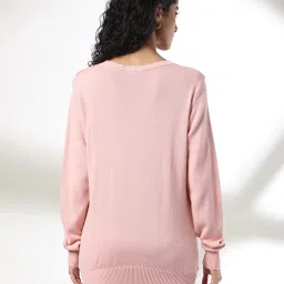 fig Women Chevron-Knit Regular Fit Round-Neck Pullover image 3