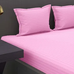 jaipur fabric Striped Double Bedsheet with 2 Pillow Covers image 3