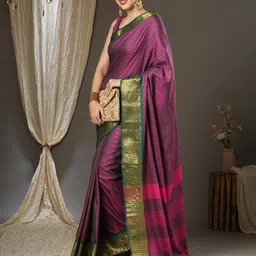 ri-wah Saree with Contrast Zari Woven Border image 3