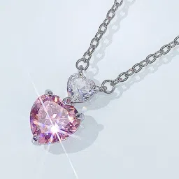 jewels galaxy Women American Diamond-Studded Heart Pendant image 3