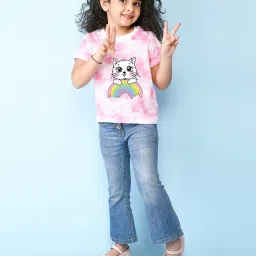 nusyl Girls Graphic Print Regular Fit Round-Neck T-Shirt image 3