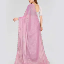 fabmora Women Chiffon Saree with Lace Border image 3