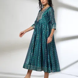 avaasa set Women Geometric Print Fit & Flare Dress image 3