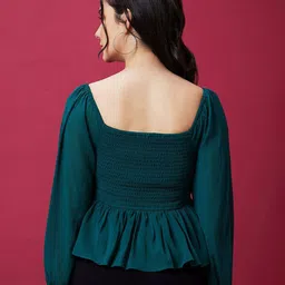 globus Women Ruched Regular Fit Peplum Top image 3