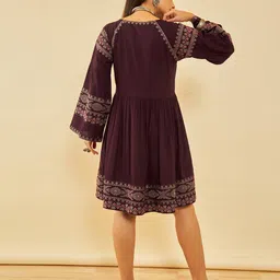 soch Women Embroidered A-Line Dress image 3