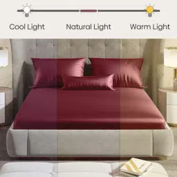 haus & kinder 300TC Satin King Flat Bedsheet with 2 Pillow Cover image 3