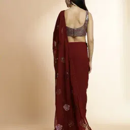 jaipur kurti Women Embellished Pre-Stitched Saree with Blouse Piece image 3