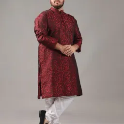 sojanya Men Regular Fit Geometric Print Long Kurta image 3